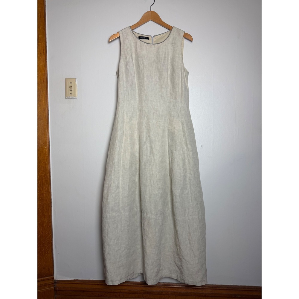 Lafayette 148 New York Linen Maxi Dress lagenlook euro summer coastal pockets 6